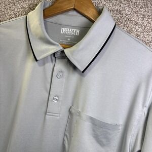 Duluth Trading Co Polo Shirt Mens Medium Gray Pocket Stretch Standard Fit